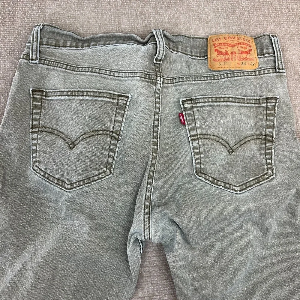 Levi's Jeans Mens 34x32 Green Cotton 5 Pockets Stretch Streetwear‎ Straight Leg
